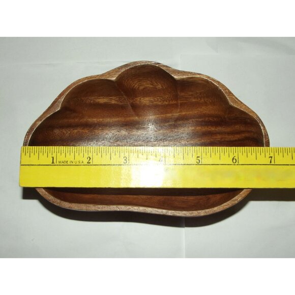 Monkey Pod Wood 7"Bowl seashell shell scalloped Serving Trinket Nut Dish MCM vtg - Picture 2 of 6